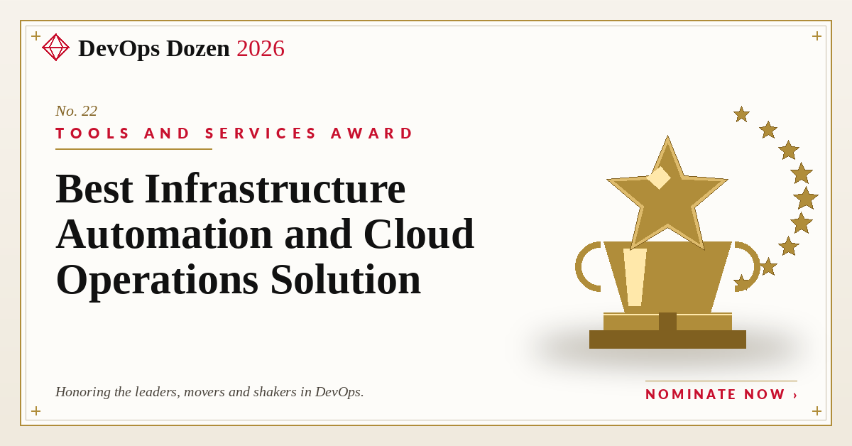 Tools & Services Award — Best Infrastructure Automation and Cloud Operations Solution